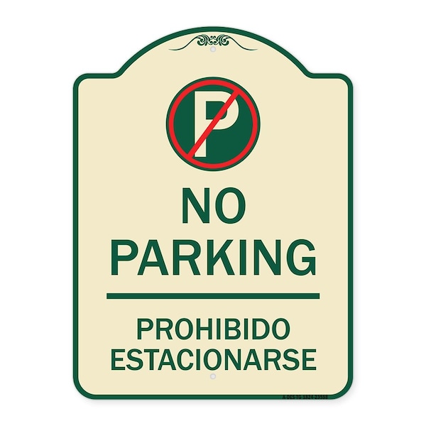 No Parking Prohibido Estacionar No Parking Heavy-Gauge Aluminum Sign, 24" x 18", TG-1824-23598
